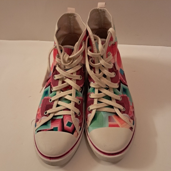 Desigual Sneakers Women's 8 Colorful Artsy High Top Trainer Platform Geometric - Picture 7 of 9